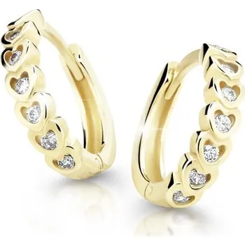 Náušnice ŠPERKY-NM, Zlaté kroužky se zirkony 2550 Barva kamene: modrá světlá, Barva zlata: žlutá