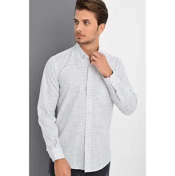 Pánská károvaná košile DEWBERRY dewberry bílá | šedá 1340228