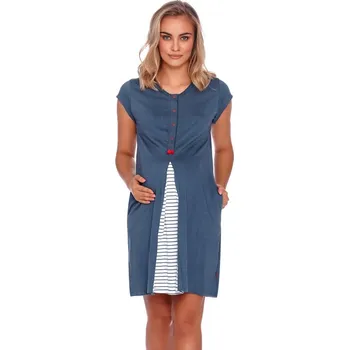 Těhotenské kalhotky Těhotenská noční košilka Lena pro kojení tmavě modrá, Velikost M, Barva Tmavě modrá 9703