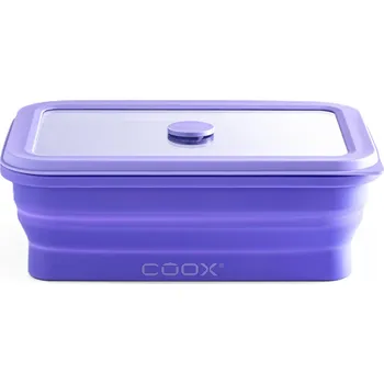 Dóza na potraviny Skládací silikonová krabička na jídlo coox 1 l se skleněným víčkem Barva: lila