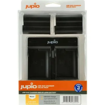 Jupio Kit 2x EN-EL15 + USB Dual Charger pro Nikon