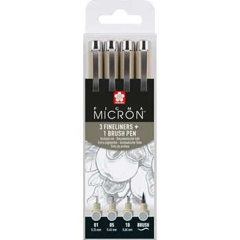 Sakura Pigma Micron Fineliner Set 5 Technická pera Grey 4 ks