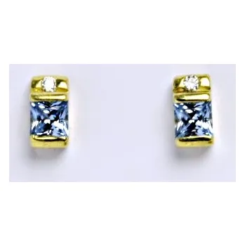 Náušnice Zlaté náušnice, žluté zlato , zirkon akvamarin - 1541 poslední pár (Zlaté náušnice se zirkony)