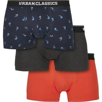 Pánské boxerky 3-Pack ptáci/šedé/oranžové Urban Classics černá | modrá | šedá | oranžová | vícebarevná 1751432