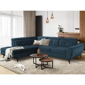 Sedací souprava Rohová sedací souprava Sergio, námořnická modrá látka, levý roh