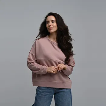 Těhotenská mikina Mikina na kojení Comfort - světle růžová, Velikost S-M, Barva Světle růžová
