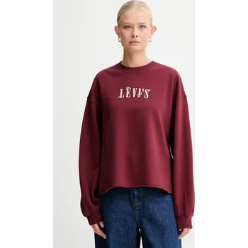 Dámská mikina Mikina Levi's dámská, vínová barva, s aplikací, 003RE 83X, vel. L