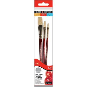 Malířský štětec Daler Rowney Simply Oil Brush Natural Flats Sada štětců 3 ks