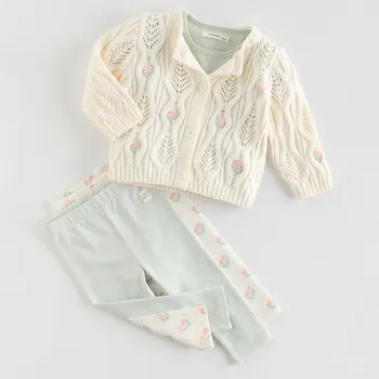 Reserved - Vyšívaný ažurový kardigan - krémová - 187EG-01X - 187EG-01X-62