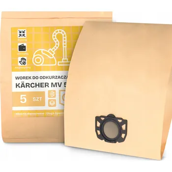 Sáček do vysavače 5x SÁČEK do VYSAVAČE Kärcher MV 5 PAPÍROVÝ Silný Objemný Velký Sáčky 2A-W