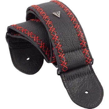 Kytarový popruh PERRI'S LEATHERS Fancy Stitch Black & Red