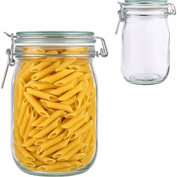 Zavařovací sklenice ZAVAŘOVACÍ SKLENICE hermetická 1000 ml 1 l se skleněným víčkem, těsněním a klipem 1 litr