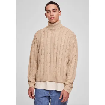 Pánský svetr Boxy Roll Neck Sweater mokrý písek Urban Classics krémová 2539911