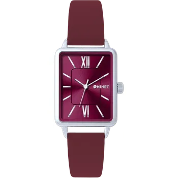Hodinky MINET Náramkové stříbrno-vínové dámské hodinky SIENA s vínovým koženým řemínkem MWL5403 (POŠTOVNÉ ZDARMA!! )