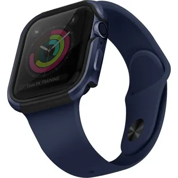 Pouzdro na mobilní telefon UNIQ Valencia kovové pouzdro Apple Watch (44mm) modré