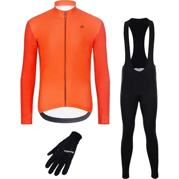 cyklistický dres HOLOKOLO Cyklistický zimní dres a kalhoty - PERFORMANCE WINTER - černá/oranžová