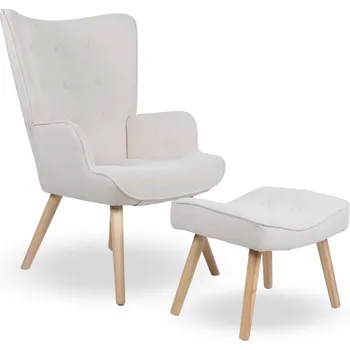 Křeslo CORDU křeslo ušák masiv manšestr přírodní / krémová