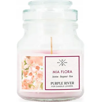 Svíčka Purple River vonná sójová svíčka jasmín a bergamot Mia Flora 113 g