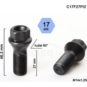 Šroubek na kolo Šroub na kola pro BMW 5 r.v. 2011-2017 combi na originální kola, černý, BIMECC