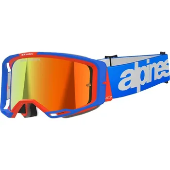 Motocyklové brýle Motokrosové / enduro brýle ALPINESTARS GOGGLE VISION 8 WORDMARK barva modrá/červená (špičkový periferní výhled, ventilační systém RAM-AIR)