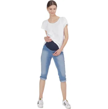 Riflové těhotenské capri OXANA modrá jeans, Velikost S, Barva Jeans