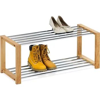 Botník Policový botník QUINCY 11, chrom/natural + PROVĚŘENO zákazníky + vyzvednutí ZDARMA