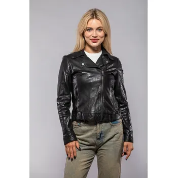 Dámská větrovka Černý dámský kožený křivák Fayola Velikost XXL