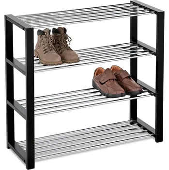 Botník Policový botník QUINCY 14, chrom/černá + vyzvednutí ZDARMA