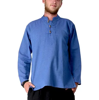 Pánská košile Pánská košile kurta modrá s dřevěnými knoflíky Velikost: 3XL