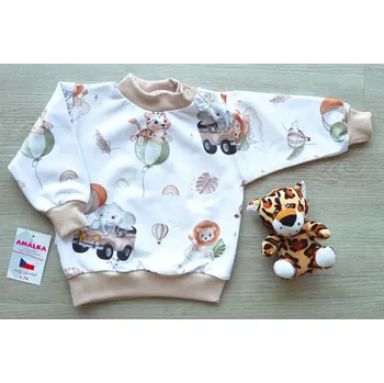 AMÁLKA Elastická mikina teplákovina, zvířátka s balónky Velikost: 74