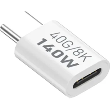 Datový kabel Přepojka / adaptér USB-C samice / USB-C samec - 40Gb / 140W - přímá - bílá
