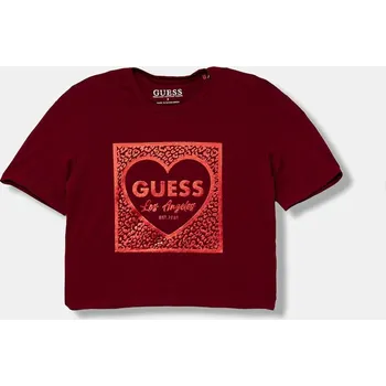 Dívčí tričko Dětské tričko Guess vínová barva, J5BI00 J1314 J5BI00.J1314.9BYA 83X, vel. 147-157