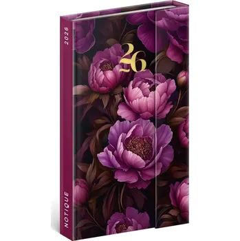 Diář Notique Týdenní Magnetický Diář Fialové Květy 2026, 13 x 21 cm - Západní