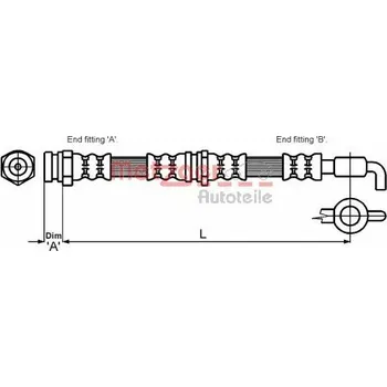 Brzdový systém Brzdová hadice METZGER 4114780