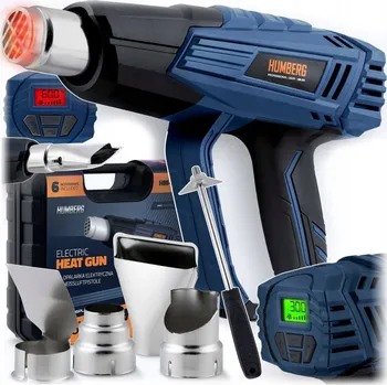 Horkovzdušná pistole HORKOVZDUŠNÁ PISTOLE 2000W PLYNULÁ REGULACE TEPLOTY 60-600C 4 TRYSKY HUMBERG