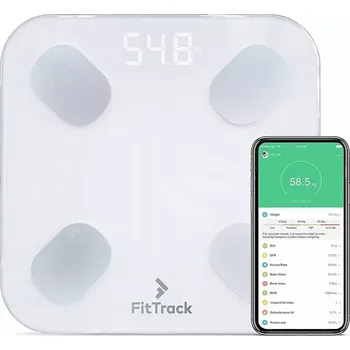 Osobní váha Digitální skleněná koupelnová váha FitTrack The Dara BMI - bílá
