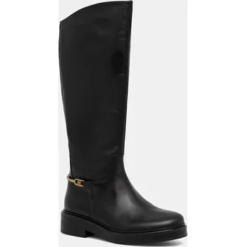 Dámská obuv Kožené kozačky Tommy Hilfiger TH HORSEBIT RIDING LONG BOOT FW0FW08863 černá 99X, EUR 37