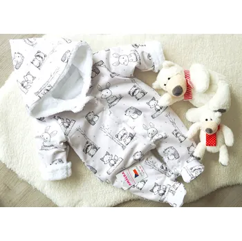 Kojenecká kombinéza AMÁLKA Zateplená kombinéza pro miminko, kamarádi zvířátka Velikost: 50-56