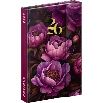 Diář Notique Týdenní Magnetický Diář Fialové Květy 2026, 11 x 16 cm - Západní