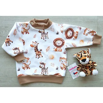 AMÁLKA Elastická mikina teplákovina, zvířátka safari Velikost: 80