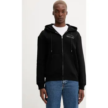 Pánská mikina Mikina Guess Jeans pánská, černá barva, s kapucí, s potiskem, M5BQ28 K9V31 M5BQ28.K9V31 99X, vel. M