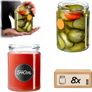 Sklenice ZAVAŘOVACÍ SKLENICE 540 ml 500 ml SKLENICE SKLENICE NA ZAVAŘENINY MED, OKURKY SKLENICE 8 KS FI82