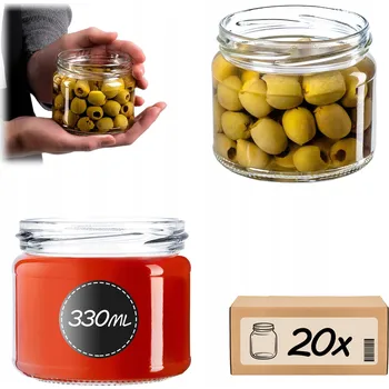 Sklenice Skleněná zavařovací sklenice Kadax 330 ml čirá na zavařeniny, 20 ks