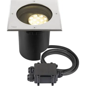 Venkovní osvětlení SLV - BIG WHITE DASAR® L svítidlo do země, asymetrické, 3000K, 70°/40°, IP65/IP67, hranaté, nerezová ocel / černá - BIG WHITE (SLV) LA 1009169