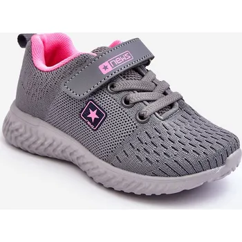 Dívčí tenisky EVENTO Dětské sportovní boty na zip šedé Brego EVENTO šedá | růžová 2338755