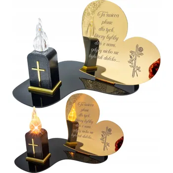 Smuteční dekorace Hřbitovní Svíčka LED SOŠKA Zlatá NA HŘBITOV HROB Velká věčná lampa na hrob