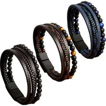 Náramek Sada 3 stylových pánských náramků