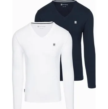 Ombre Clothing Tričko s dlouhým rukávem, výstřihem do V a logem Z103-V1