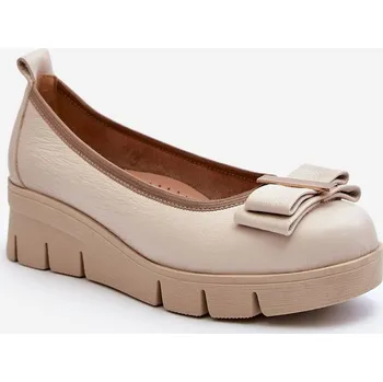 Dámské baleríny Boto Kožené baleríny na platformě s ozdobou krémové Lewski 3384 Boto hnědá 2639359