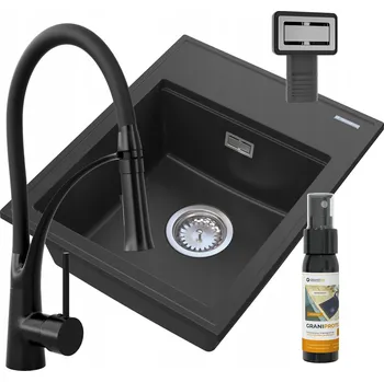 Granitový dřez Jednokomorový granitový dřez Granitan ALOR, černý